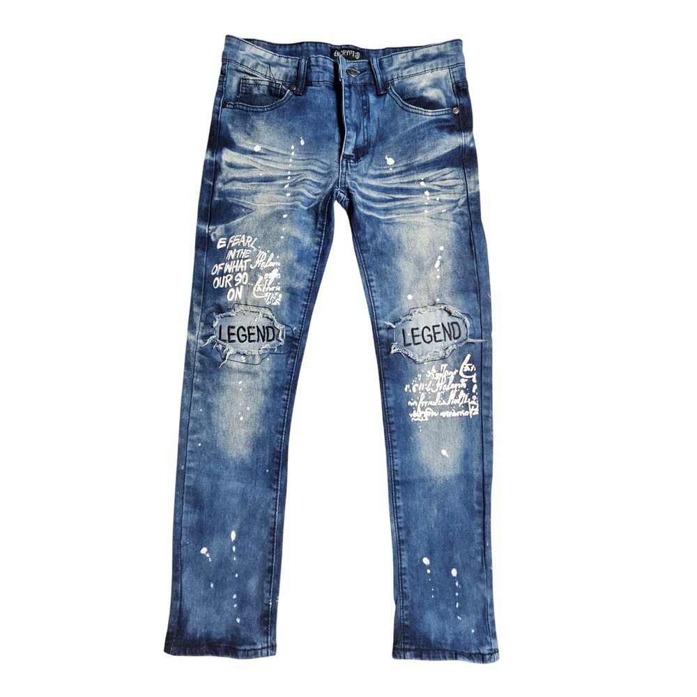 Encrypted Boys Legend Distressed Skinny Jeans Paint Splatter 12x26 Streetwear
